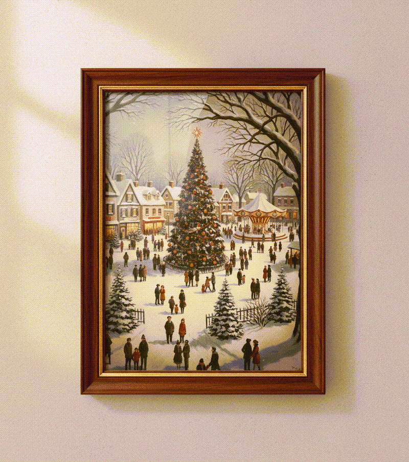 Winter Town Square Printable Art
