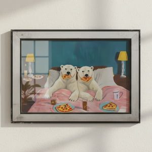 Polar Bears Eating Pizza Wall Art