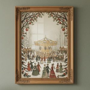 Vintage Christmas Carousel Print