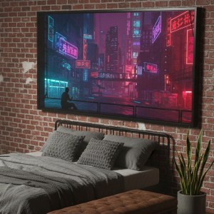 Cyberpunk Cityscape Sci-Fi Frame TV Art (300 DPI)