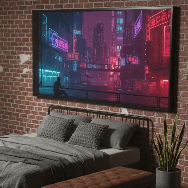 Cyberpunk Cityscape Sci-Fi Frame TV Art (300 DPI)
