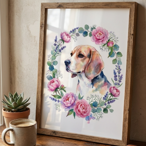 Custom Beagle Portrait - Memorial Style (Digital File)
