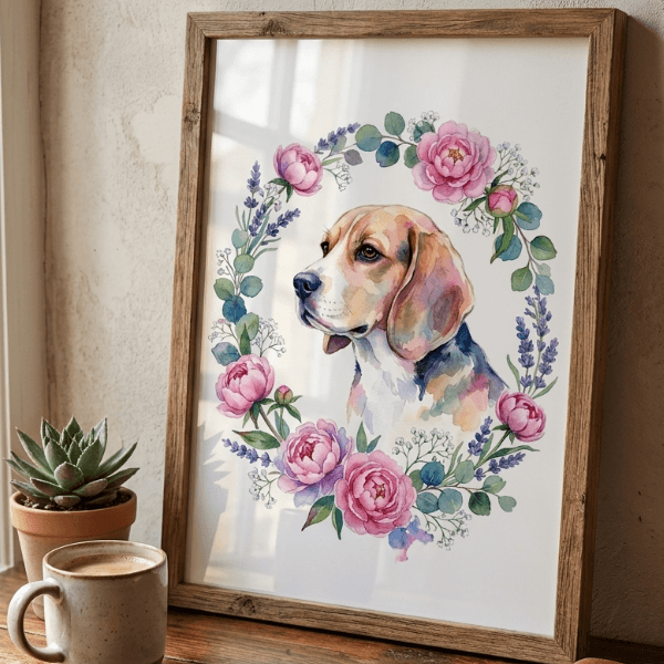 Custom Beagle Portrait - Memorial Style (Digital File)