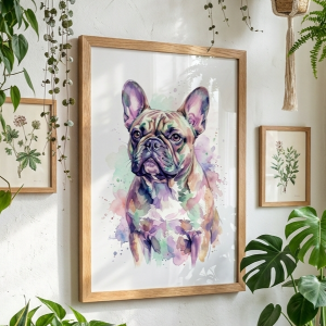 Custom French Bulldog Portrait - Watercolor Style (Digital File)