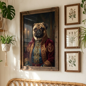 Custom Pug Portrait - Royal Style (Digital File)