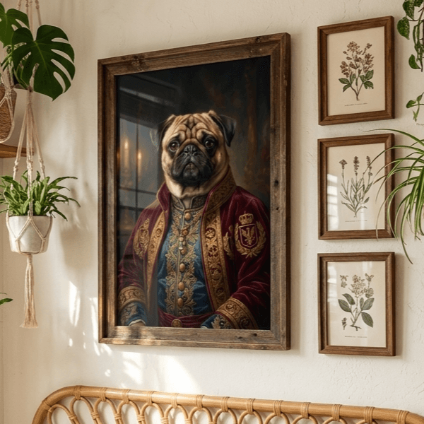 Custom Pug Portrait - Royal Style (Digital File)