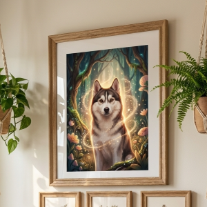Custom Siberian Husky Portrait - Pet Wilderkind Style (Digital File)