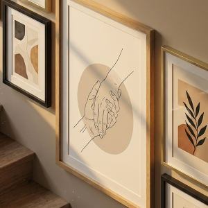 Hands Holding Minimalist Line Art Print (300 DPI)