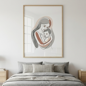 Mother and Child Minimalist Line Art Print (300 DPI)
