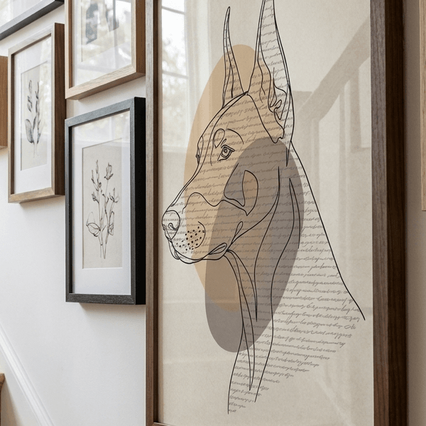Doberman Minimalist Scripture Wall Art (300 DPI)