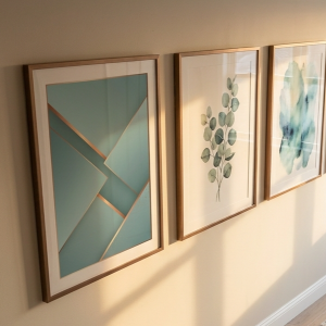 Patina Blue Grid Wall Art - Neo Deco Style (300 DPI)