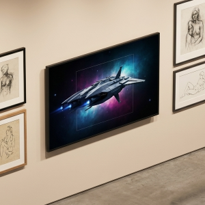Deep Space Starship Sci-Fi Frame TV Art (300 DPI)