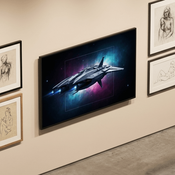 Deep Space Starship Sci-Fi Frame TV Art (300 DPI)