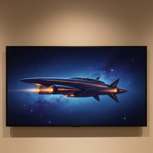 Deep Space Starship Sci-Fi Frame TV Art (300 DPI)