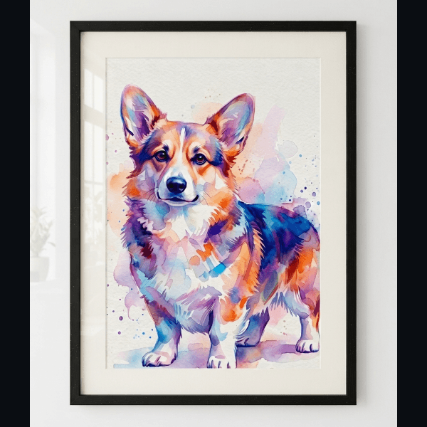 Custom Corgi Portrait - Watercolor Style (Digital File)