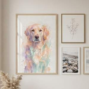 Custom Golden Retriever Portrait - Watercolor Style (Digital File)