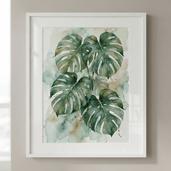 Monstera Leaf Botanical Wall Art Print (300 DPI)