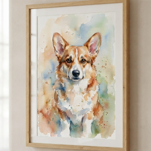 Custom Corgi Portrait - Watercolor Style (Digital File)