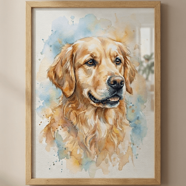 Custom Golden Retriever Portrait - Watercolor Style (Digital File)