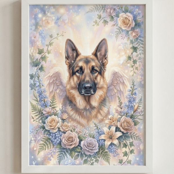 Custom German Shepherd Portrait – Memorial Style (Digital File)