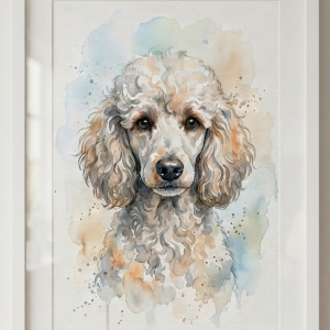 Custom Poodle Portrait - Watercolor Style (Digital File)