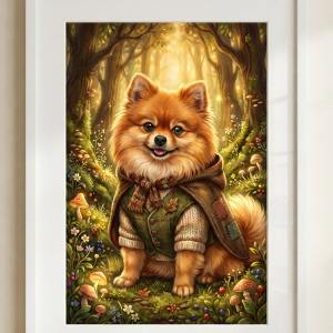 Custom Pomeranian Portrait - Pet Wilderkind Style (Digital File)