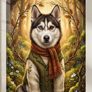 Custom Siberian Husky Portrait - Pet Wilderkind Style (Digital File)
