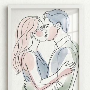 Continuous Line Hug Minimalist Line Art Print (300 DPI)