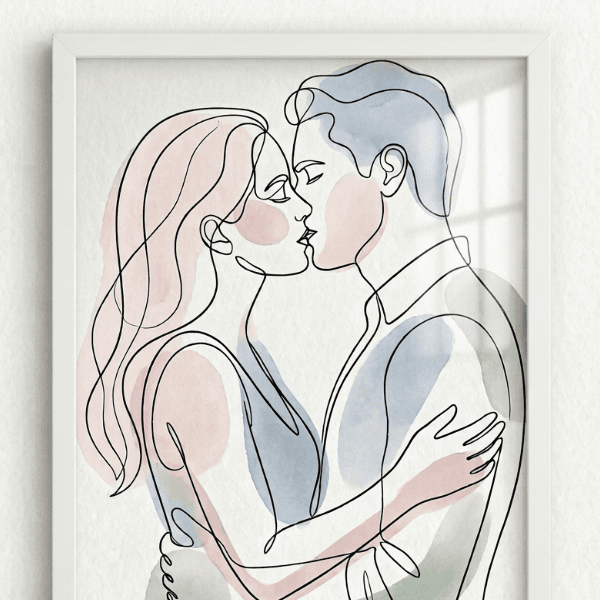 Continuous Line Hug Minimalist Line Art Print (300 DPI)