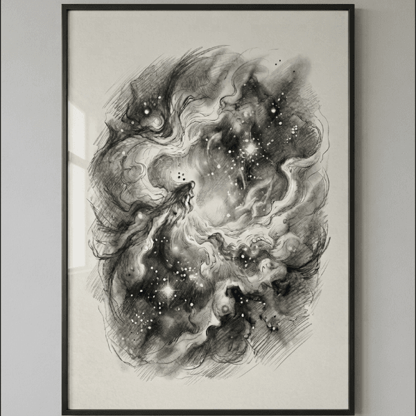 Cosmic Nebula Ship Sci-Fi Frame TV Art (300 DPI)