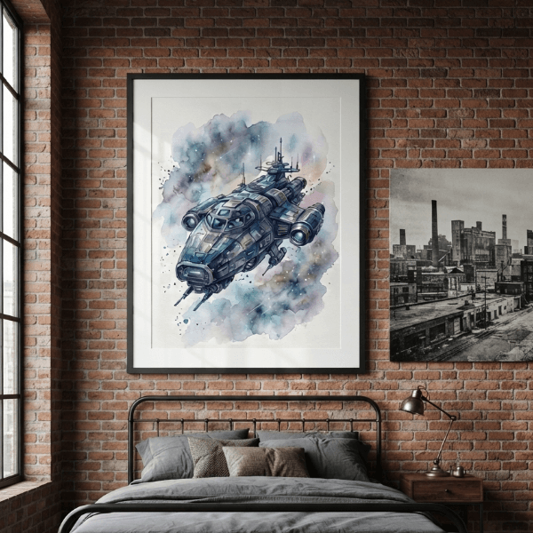 Deep Space Starship Sci-Fi Frame TV Art (300 DPI)
