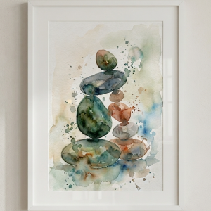 Earthy Balance Stones Abstract Wall Art Print (300 DPI)