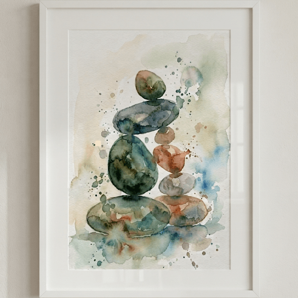 Earthy Balance Stones Abstract Wall Art Print (300 DPI)