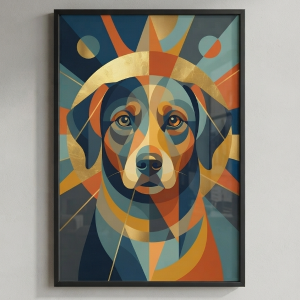 Mid-Century Geometric Sun Abstract Wall Art Print (300 DPI)