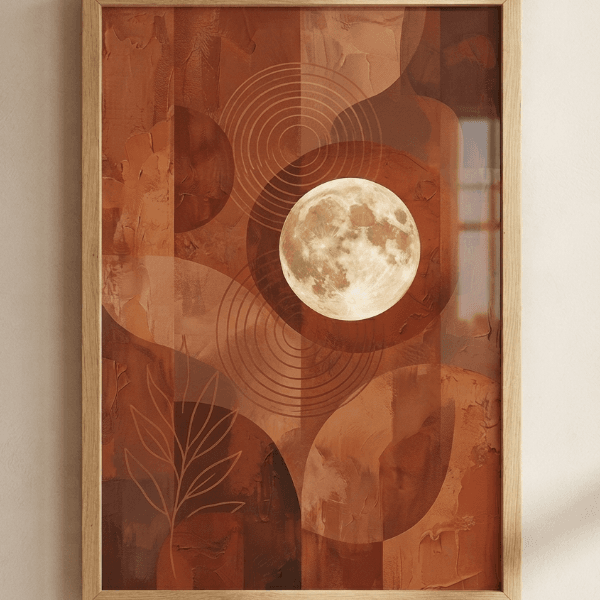 Terracotta Moon Abstract Wall Art Print (300 DPI)