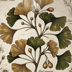 Ginkgo Biloba Gold Botanical Wall Art Print (300 DPI)