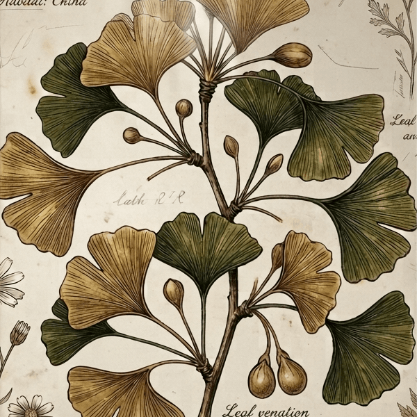 Ginkgo Biloba Gold Botanical Wall Art Print (300 DPI)