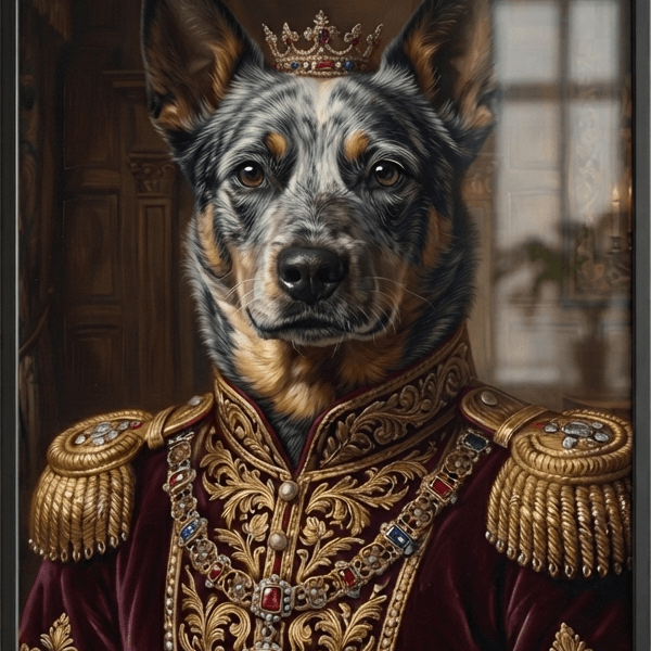 Custom Australian Cattle Dog Portrait – Royal Style (Digital File)