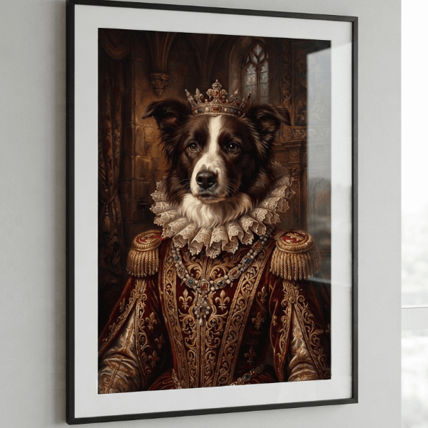 Custom Border Collie Portrait – Royal Style (Digital File)