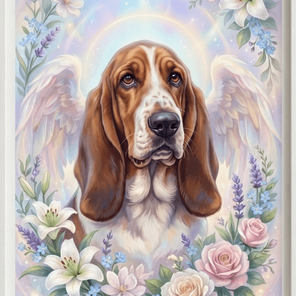 Custom Basset Hound Portrait – Memorial Style (Digital File)
