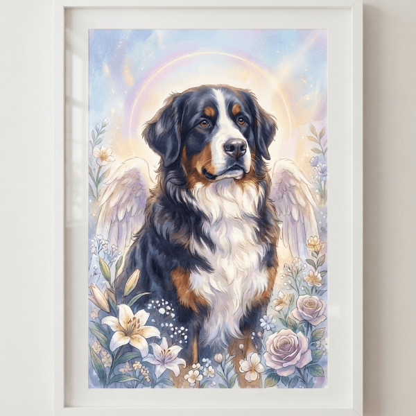 Custom Bernese Mountain Dog Portrait – Memorial Style (Digital File)