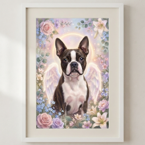 Custom Boston Terrier Portrait - Memorial Style (Digital File)