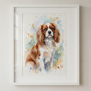 Custom Cavalier King Charles Portrait - Watercolor Style (Digital File)