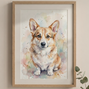 Custom Corgi Portrait - Watercolor Style (Digital File)