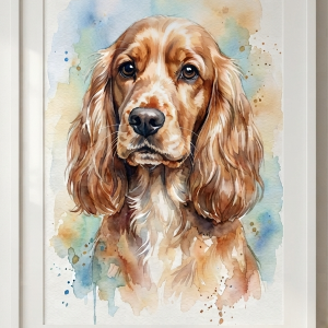 Custom Cocker Spaniel Portrait - Watercolor Style (Digital File)