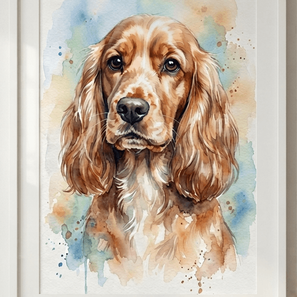 Custom Cocker Spaniel Portrait – Watercolor Style (Digital File)
