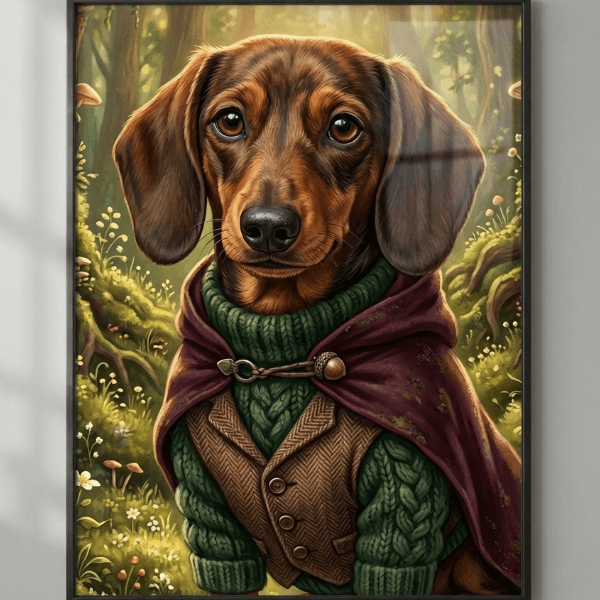 Custom Dachshund Portrait – Pet Wilderkind Style (Digital File)