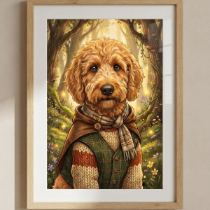 Custom Goldendoodle Portrait - Pet Wilderkind Style (Digital File)