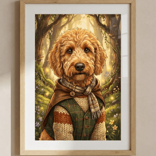 Custom Goldendoodle Portrait – Pet Wilderkind Style (Digital File)