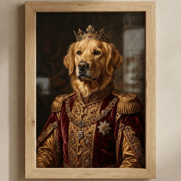 Custom Golden Retriever Portrait – Royal Style (Digital File)